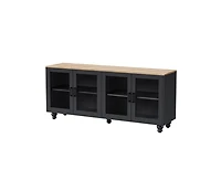 Casainc Farmhouse Storage Cabinet Tv Stand with Tempered Glass Doors And Adjustable Shelves