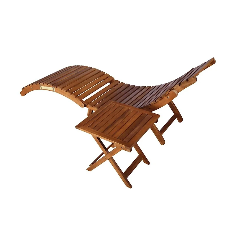 vidaXL Sunlounger With Table Taupe Solid acacia wood and polyester
