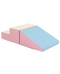 Skonyon 2-Piece Step and Slide Climber for Infants and Toddlers Baby Soft Play Set Foam Blocks-Pink & blue