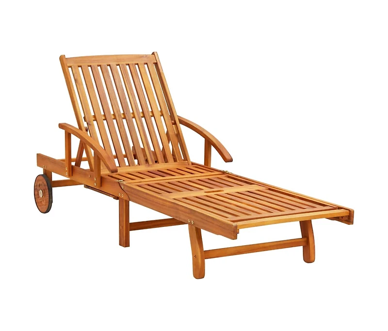 vidaXL Sunlounger Anthracite, Wood Brown Solid Acacia wood, Polyester fabric