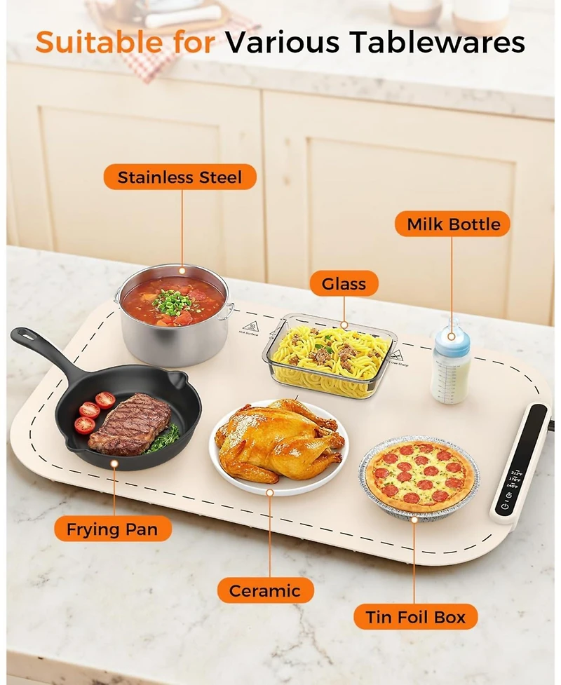 Cowsar Warming Mat for Food, Electric Food Warming Mat, Fast Full-Surface Heating, 3 Temp Settings, Portable Rollable Food Warmer for Gatherings