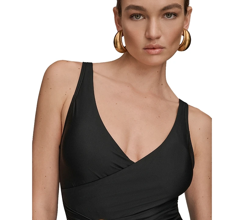 Donna Karan Women's Belted Wrap Front Swimsuit