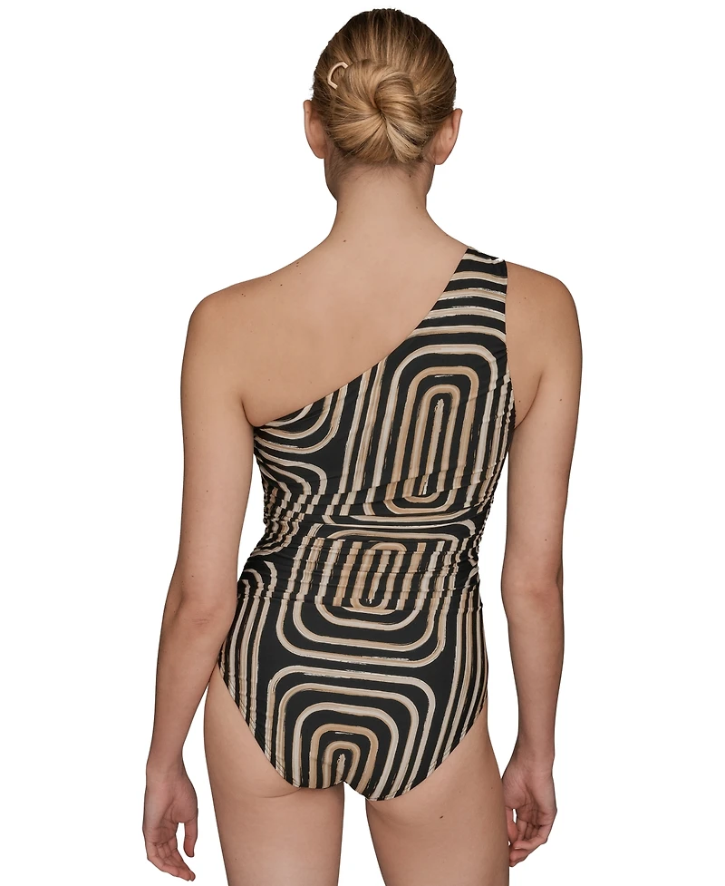 Donna Karan Women's Printed One-Shoulder Swimsuit