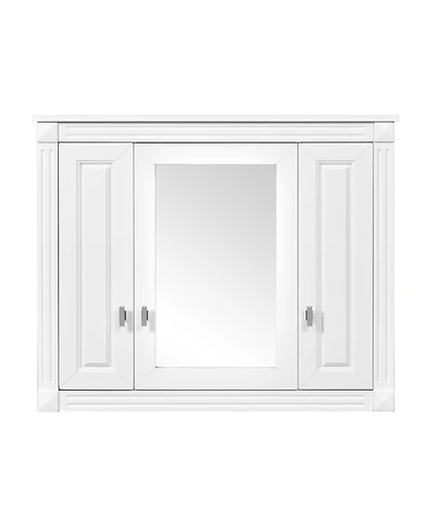 Airsurfer Bathroom Wall Cabinet with Mirror Wall Mounted Medicine Cabinet with 4 Shelves Mirrored Door Storage Cabinet for Small Spaces White