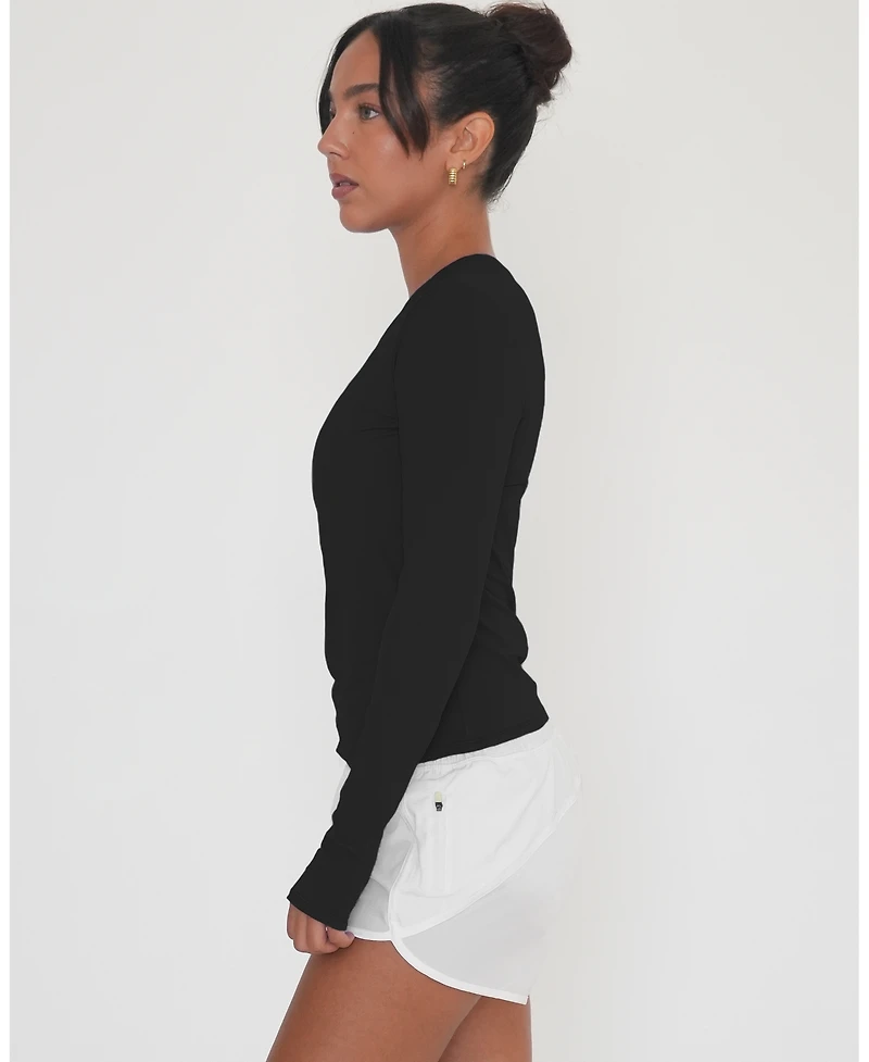 Rebody Active Women's Raya Mid Length Compression Nylon Long Sleeve Top