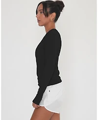 Rebody Active Women's Raya Mid Length Compression Nylon Long Sleeve Top