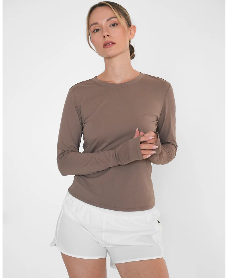 Rebody Active Women's Raya Mid Length Compression Nylon Long Sleeve Top