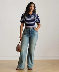 Lauren Ralph Plus Striped Polo Sweater