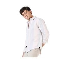 Campus Sutra Men's White And Blue Striped Regular Fit Casual Shirt