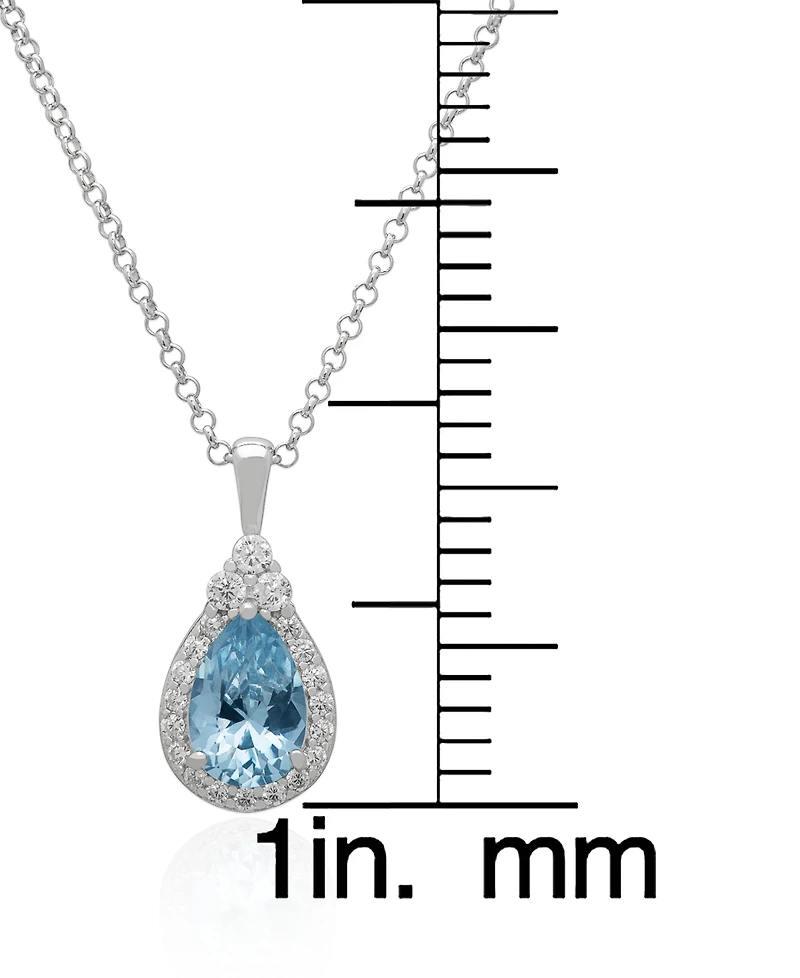 Macy's 2-Pc.Blue Topaz & White Topaz Pendant Necklace & Earrings Set (4.04 ct. t.w.) in Sterling Silver