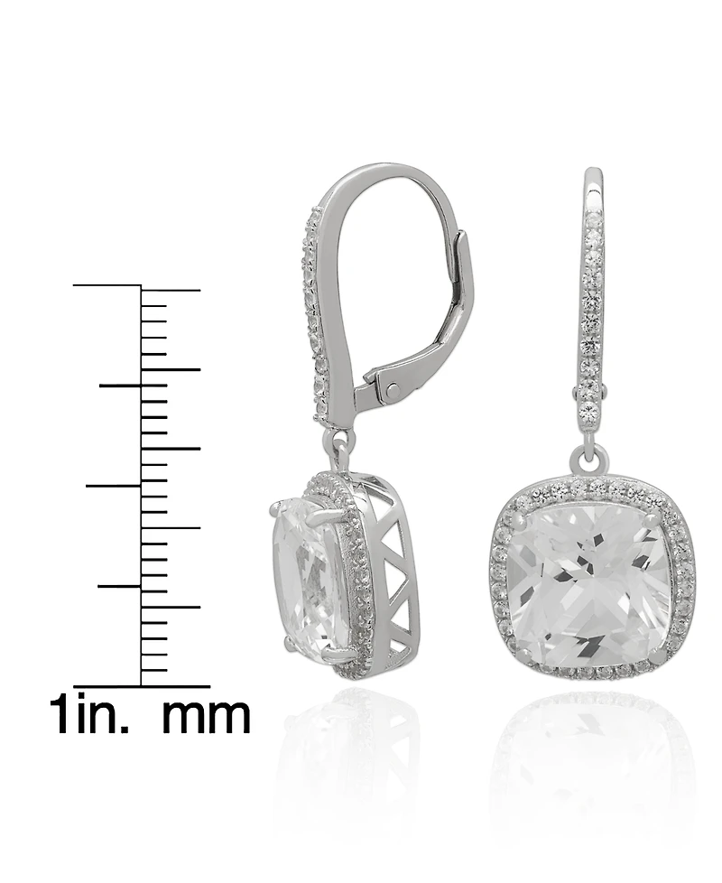 Macy's Lab-Grown White Sapphire Cushion Drop Earrings (8-7/8 ct. t.w.) in Sterling Silver