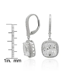 Macy's Lab-Grown White Sapphire Cushion Drop Earrings (8-7/8 ct. t.w.) in Sterling Silver