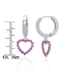 Macy's Lab-Grown White Sapphire Open Heart Dangle Hoop Earrings (1-5/8 ct. t.w.) Sterling Silver (Also Magenta Sapphire)