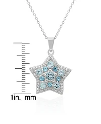 Macy's Blue Topaz & White Topaz Star (2.78 ct. t.w.) Pendant Necklace in Sterling Silver