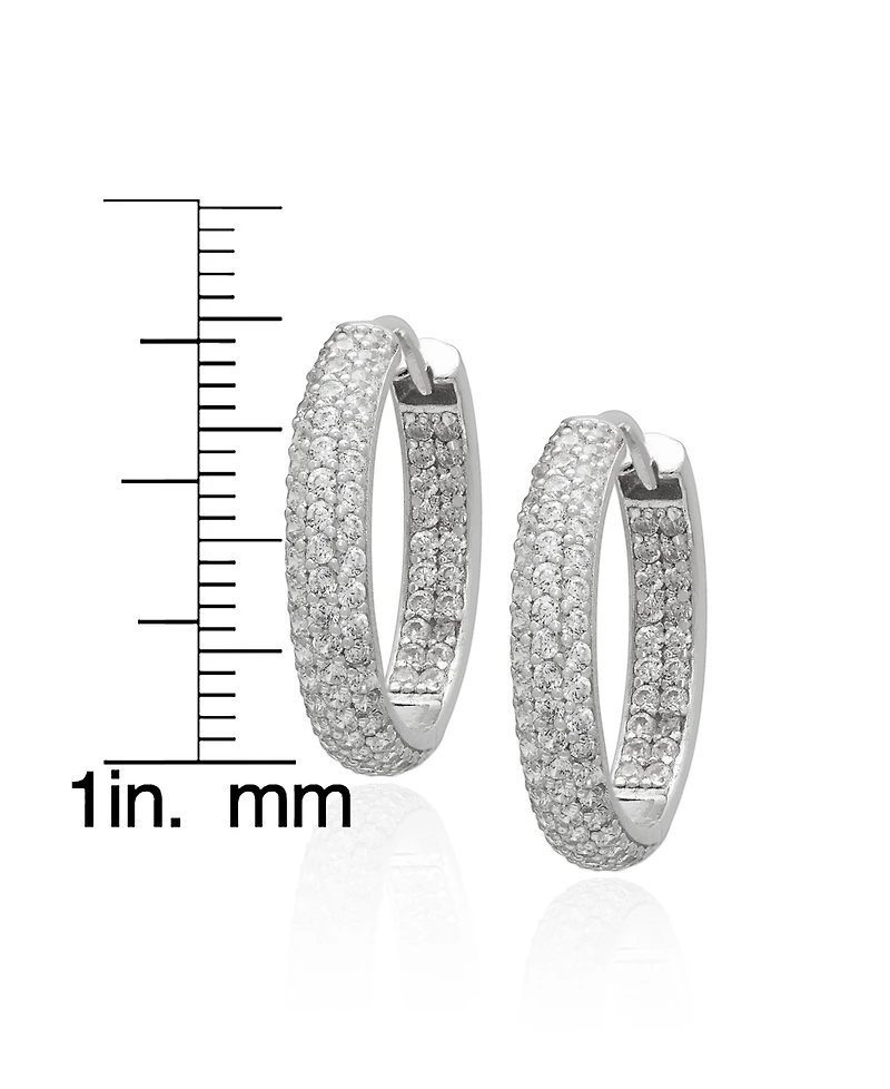 Macy's 3-Pc. Lab-Grown White Sapphire Stud and Hoop (4.88 ct. t.w.) Earring Set in Sterling Silver