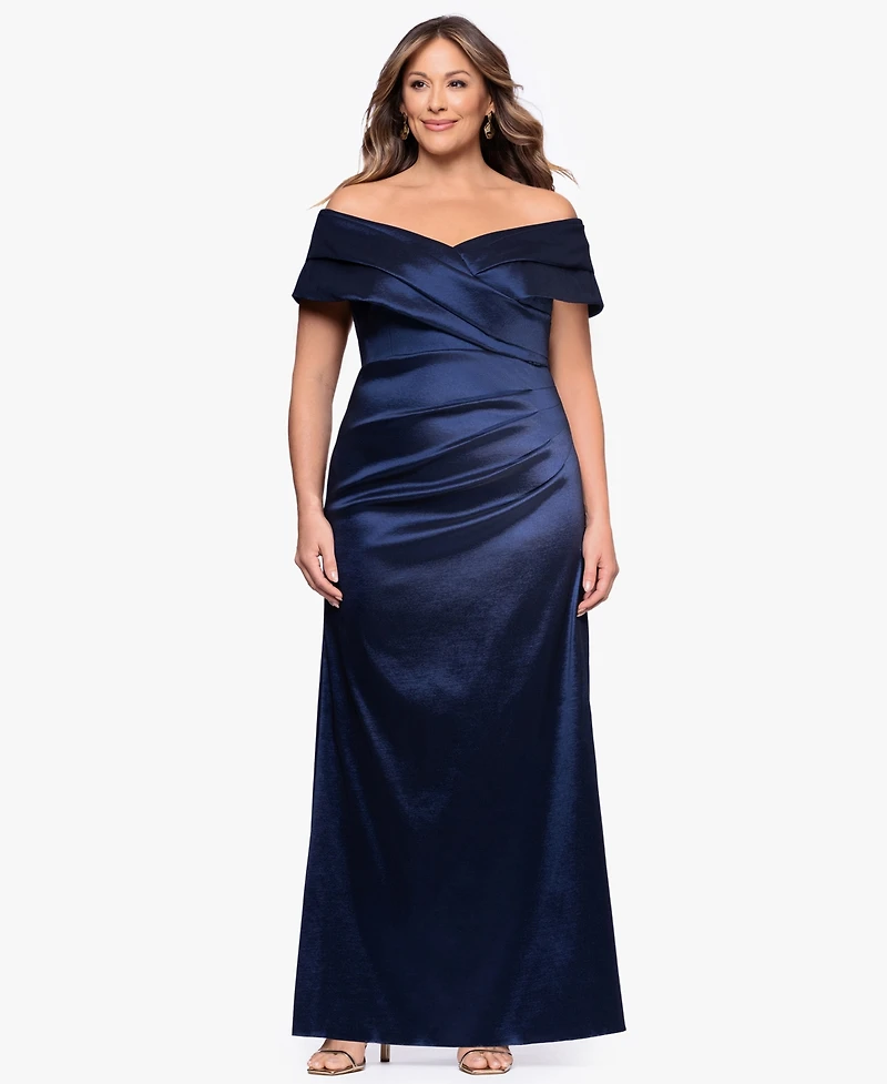 Betsy & Adam Plus Off-The-Shoulder Dress