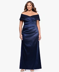 Betsy & Adam Plus Off-The-Shoulder Dress