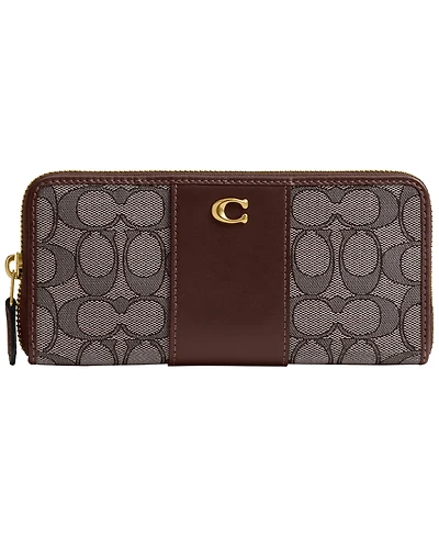 Coach Essential Signature Canvas Slim Accordion Zip Wallet