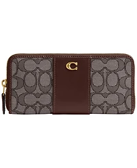 Coach Essential Signature Canvas Slim Accordion Zip Wallet