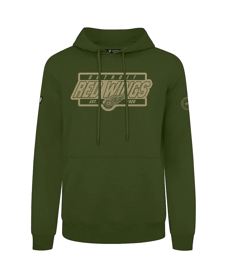 LevelWear Men's Olive Detroit Red Wings Podium Pullover Hoodie