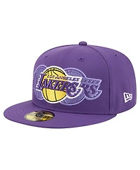 New Era Men's Purple Los Angeles Lakers Tri-Hit 59Fifty Fitted Hat