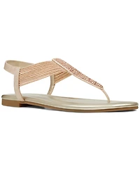 Bandolino Women's Kayte Embellished T Strap Flat Sandals