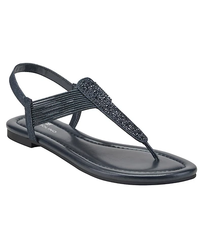 Bandolino Women's Kayte Embellished T Strap Flat Sandals