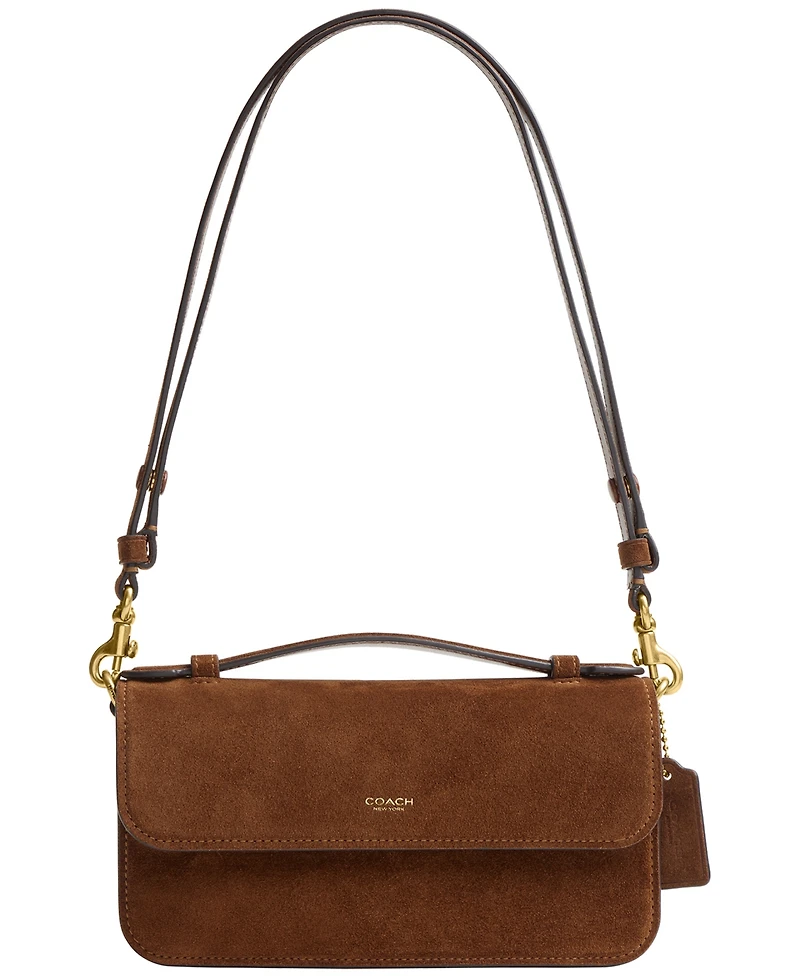Coach Suede Elora Top Handle Leather Crossbody Bag