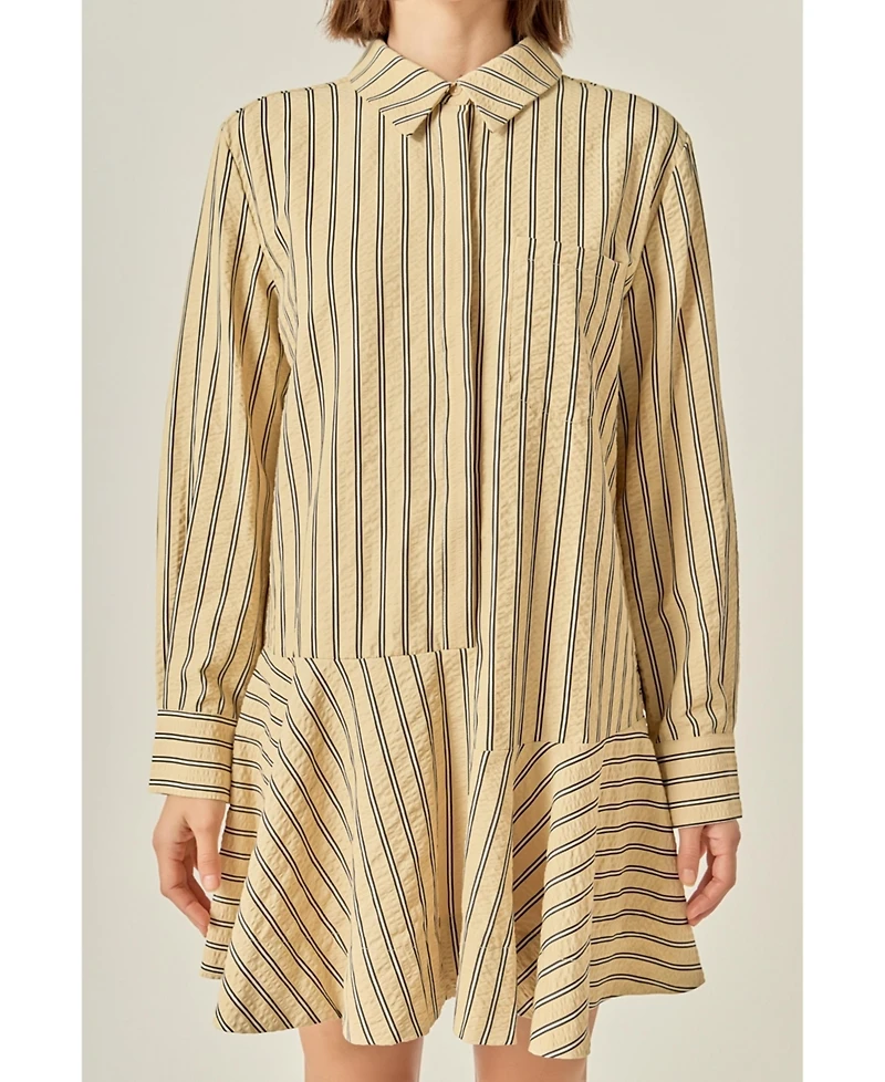 English Factory Women's Collar Flare Skirt Dress