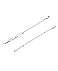 Devata Sweet Heart Chain Bracelet in Rhodium Plated Sterling Silver, Adj 6.5/7.0/7.5 inch