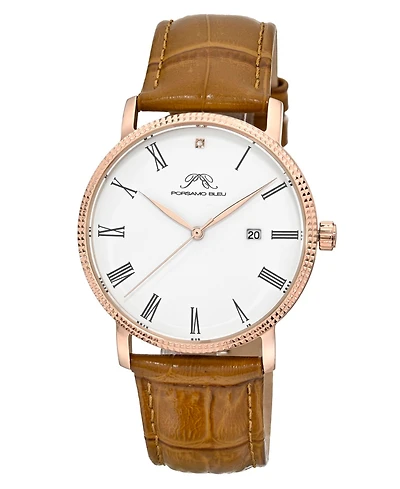 Porsamo Bleu Men's Veritas 1 Genuine Leather Band Watch 1361EVEL