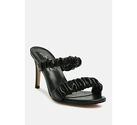 Qualie Ruched Strap Stiletto Heel Sandals