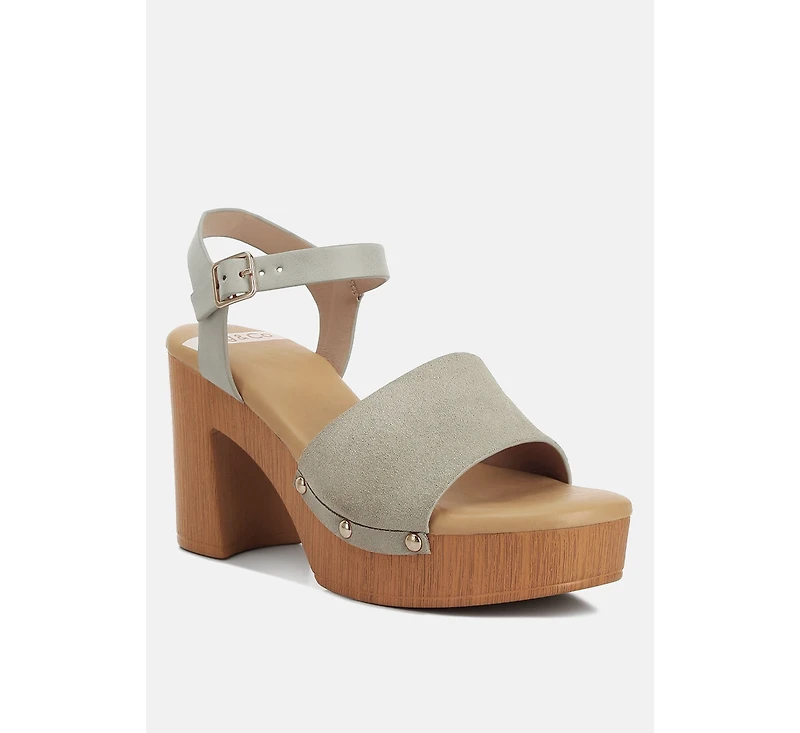 Daniela Suede High Block Sandals Beige