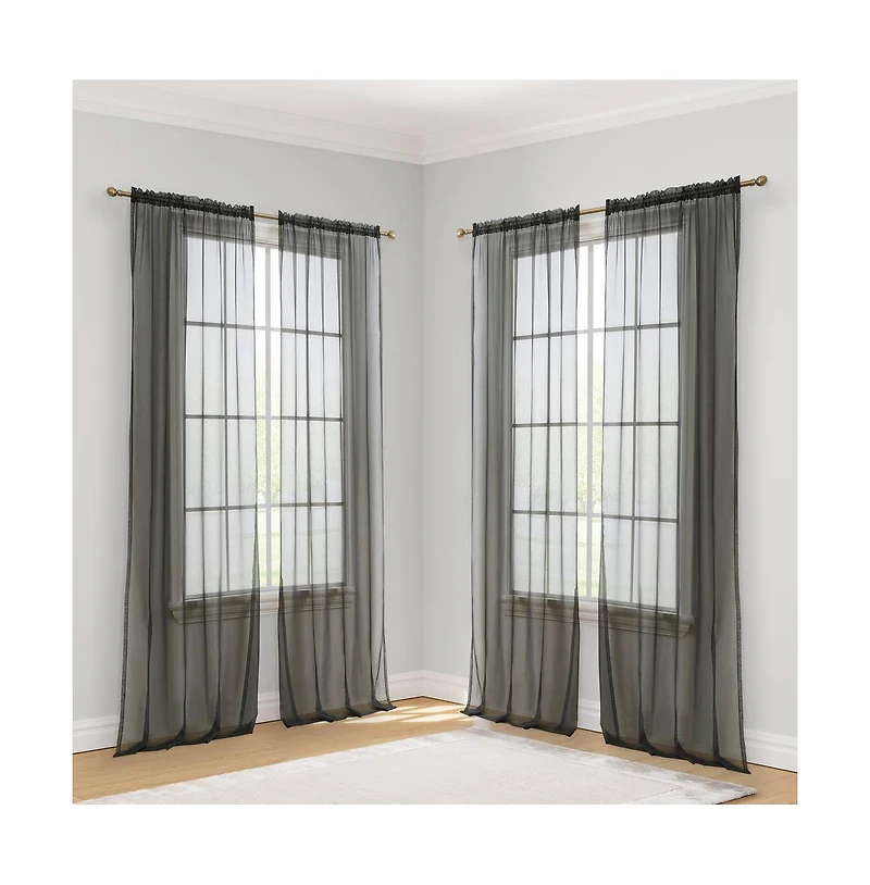 Hlc.me Essentials Sheer Voile Window Treatment Rod Pocket Curtain Panels
