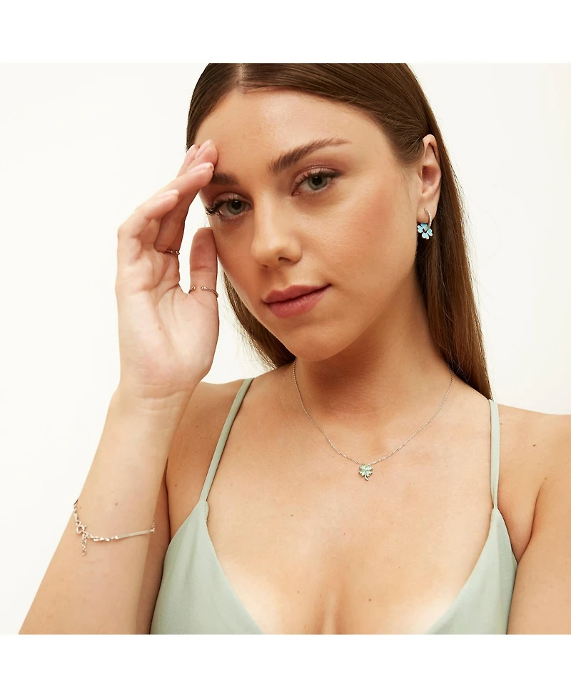 Spero London Sterling Silver Enamel Clover Earrings - Turquoise