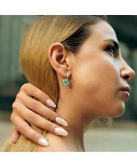 Spero London Sterling Silver Enamel Clover Earrings - Turquoise