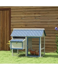 PawHut 55.5" Wooden Chicken Coop with Run Box, Nesting Box, Tray,