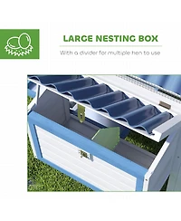 PawHut 55.5" Wooden Chicken Coop with Run Box, Nesting Box, Tray,