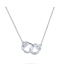 Bling Jewelry Romantic Delicate Working Lock Cz Accent Handcuff Necklace Pendant & Bangle Bracelet Jewelry Set Sterling Silver