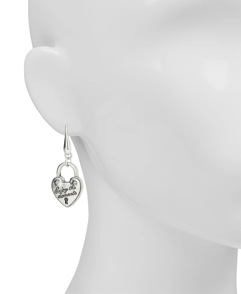 Patricia Nash Sliver Plated Heart Lock Drop Earrings