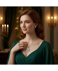 Bling Jewelry Celtic Knot Irish Friendship Pendant Necklace & Trinity Infinity Knot Stud Earrings Set – Oxidized Sterling Silver