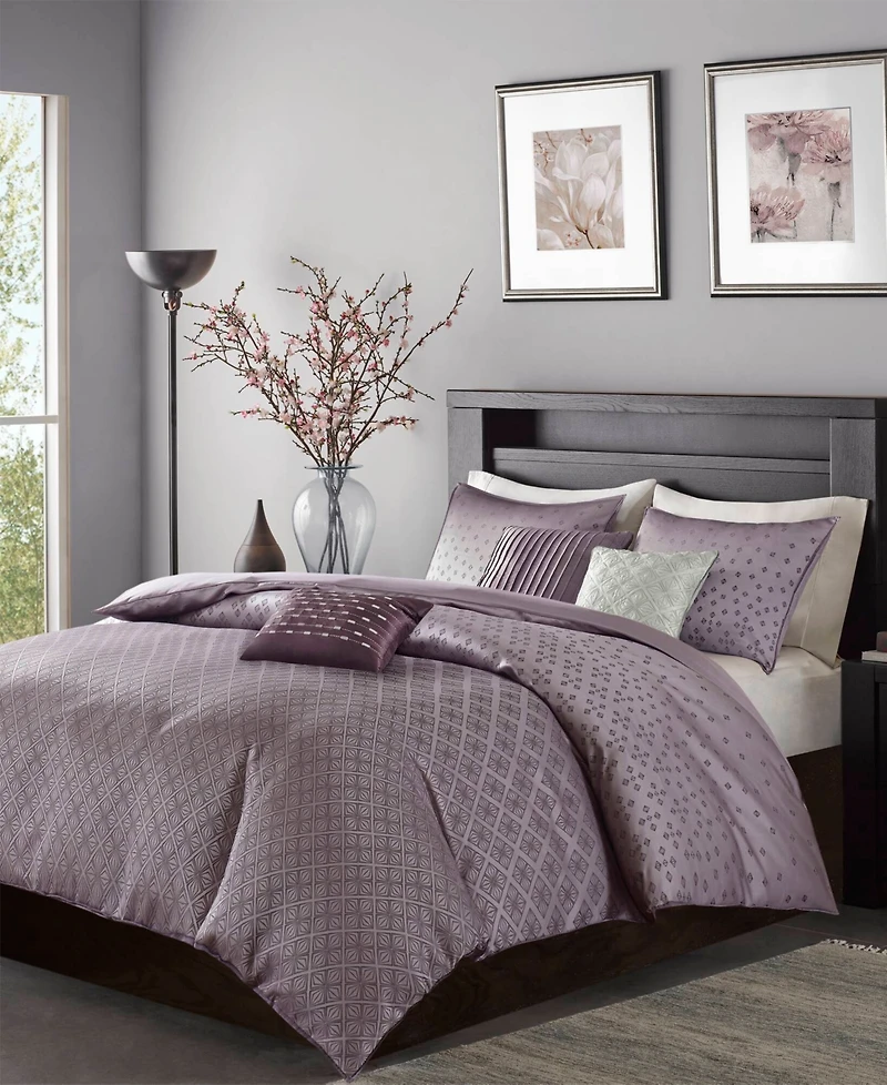 Madison Park Biloxi Geometric Jacquard 6-Pc. Duvet Cover Set, King/California King