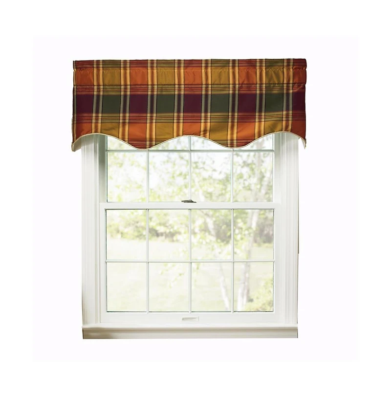 Ellis Curtain Boroughs Plaid Duchess 3" Rod Pocket Filler Valances for Windows 50" x 15" Plum