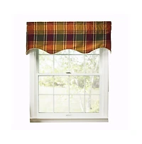 Ellis Curtain Boroughs Plaid Duchess 3" Rod Pocket Filler Valances for Windows 50" x 15" Plum