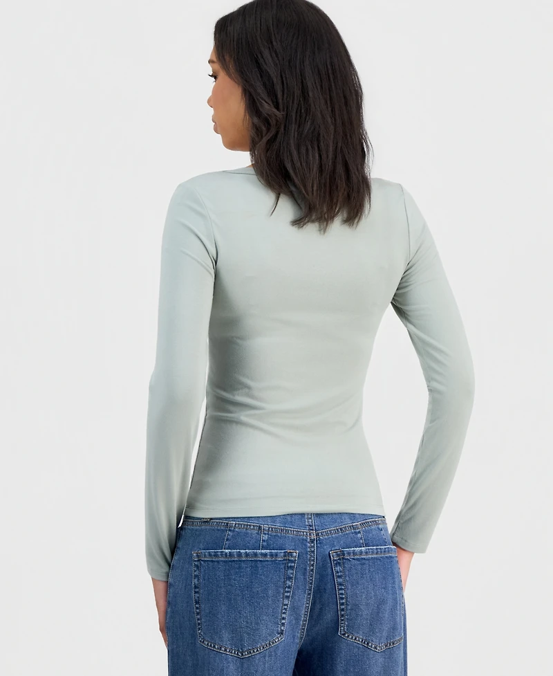 Hippie Rose Juniors' Jersey Knit Long-Sleeve Top