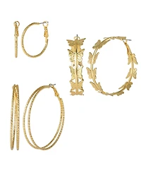 Jessica Simpson 3-Piece Gold-Tone Hoop Earring Set with Butterfly Details