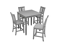 Casainc 5-Piece Grey Counter Height Kitchen Dining Set with Square Wood Table and 4 Upholstered Chairs