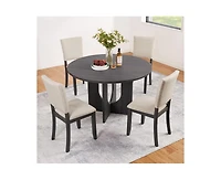 Casainc 5-Piece Round Dining Set with 47.3 Inch Table and 4 Upholstered Chairs
