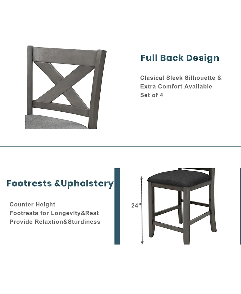 Casainc 5-Piece Counter Height Dining Set with 4 Chairs