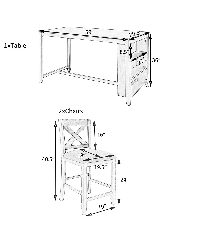 Casainc 5-Piece Counter Height Dining Set with 4 Chairs